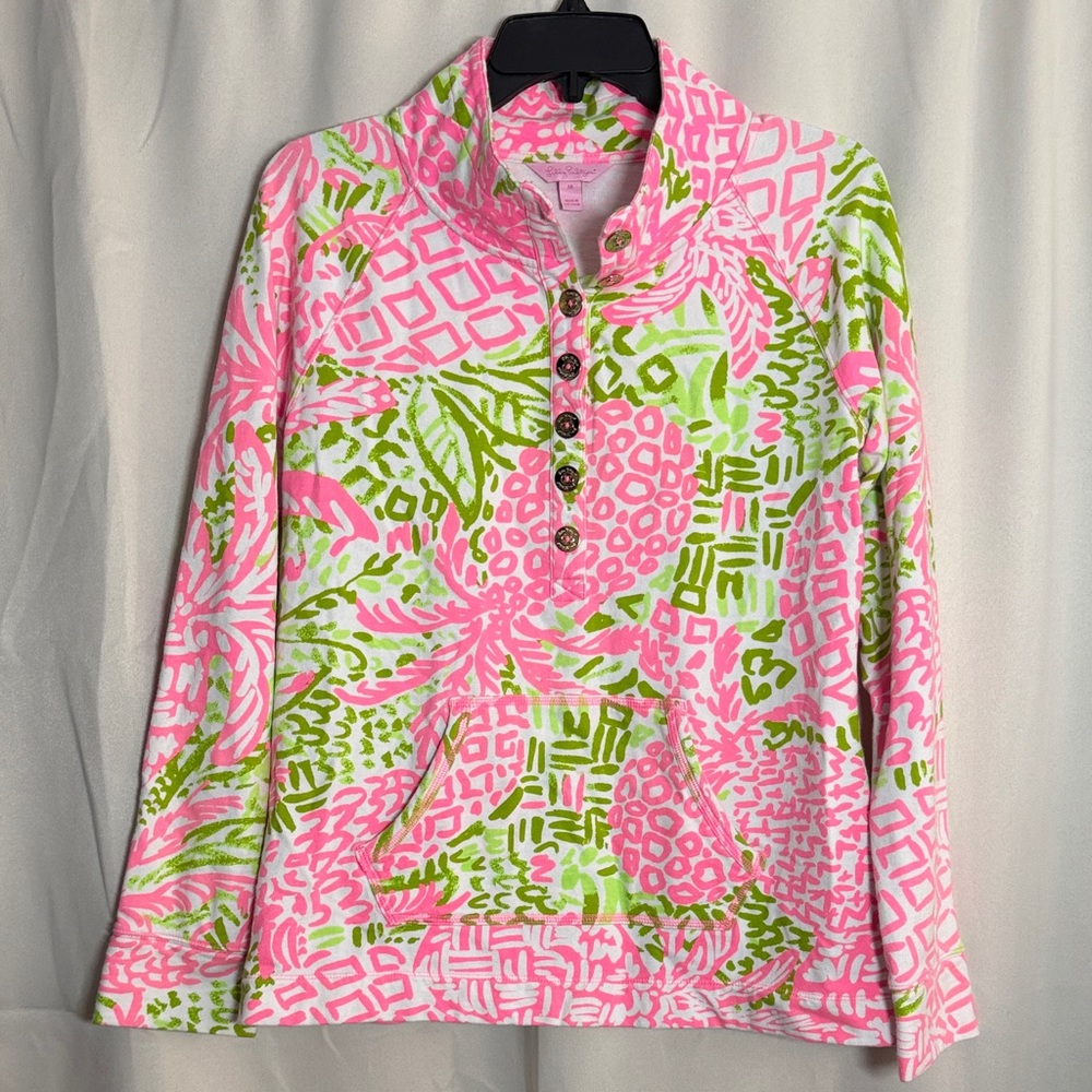 Lilly Pulitzer Captain Popover Pink Sunset Home Slice Pink‎ Green Pineapples M